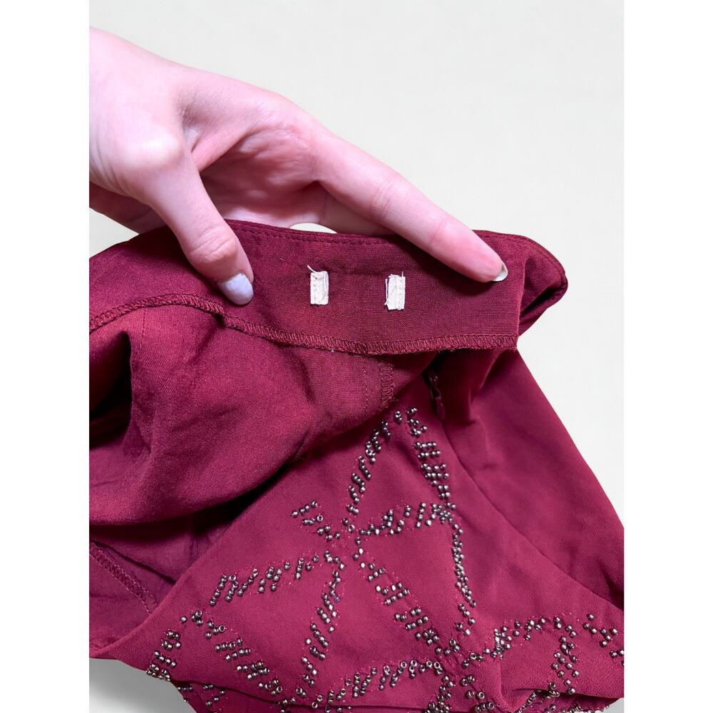 Abercrombie & Fitch Geometric Beaded Studded High Rise Shorts Magenta - Picture 4 of 5